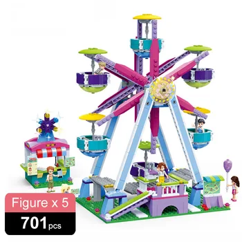 Dekleta Serije Užitek tla/Zabaviščni Park Ferris Wheel Model Stavbe, Bloki, Opeke Združljiv Otroci Dekliška Darila