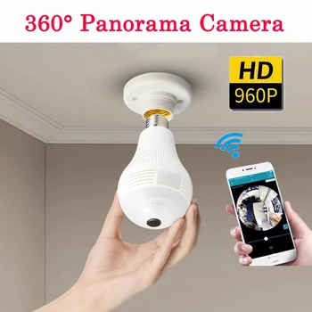 360-Stopinjski Panoramski Video Kamera, Wifi IP Žarnice Nadzor Night Vision 960P Kamera za iPhone Android