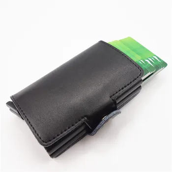Novo aluminijasto držalo slim usnje RFID denarnice Antitheft mini Pravega Usnja Zakonsko Aluminijasto denarnico cridit imetnika kartice