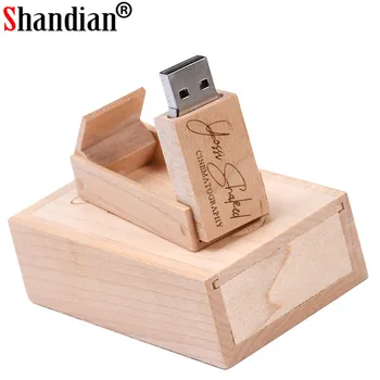 SHANDIAN (prosto po meri logo) Lesene USB+ box USB Flash Drive pendrive 4 GB 8 GB 16 G 32GB Pomnilniško kartico fotografije poročno darilo