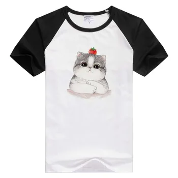 Paradižnik mačka risanje kratek rokav casual Moški Ženske T-shirt Udobno Tshirt Kul Tiskanja Vrhovi Tees Moda GA1019