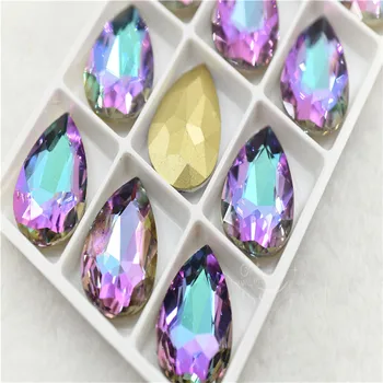 Kamni vijolične Barve Diamant Dekoracijo rivoli beluši Solze Navette Glittle Galvanizacijo Učinek Nakit, Izdelava Okrasnih