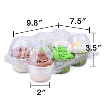 15pcs 6 Lukenj Cupcake Embalaža Polje Pregleden Mini Torto Shranjevanje Muffin Pecivo Pecivo Posodo