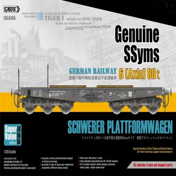 Za 1/35 Sabre Model nemški Železniški 6-Osni 80t SSyms Schwerer Plattformwagen #35A05 Premium Različico Modela Kompleti
