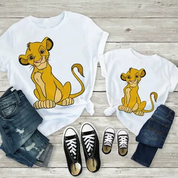 Disney je novo družino obleko, Levji Kralj natisni T-shirt mama in moja oblačila oče sina vrh priložnostne vse-tekmo kratka sleeved Simba T-shirt