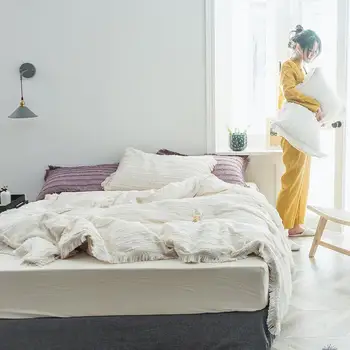 43 bombaž tassel smetanove barve korejski posteljnina nabor luksuzni kraljica kralj velikost rjuhe kritje posteljo stanja opremljena stanja nastavite parure de sveti