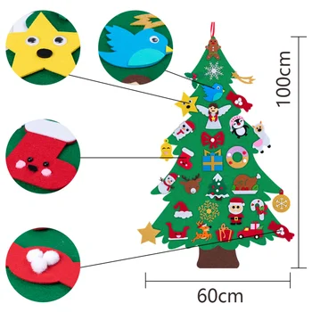 Čutiti Božično Drevo za Otroke DIY Božično Drevo Igro z 31 Kos Okraski Zid Viseči Okraski Otroci Darilo Novo Leto 2021