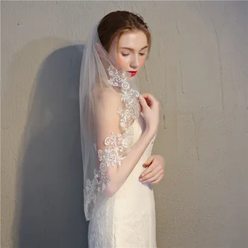 BEPEITHY 2020 Kratek Poročni Veil Čipke Rob Dve Plasti Moda Poročne Veils