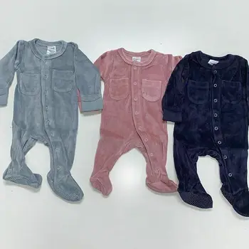 2020 Newborn Baby Romper Toplo Žamet Zaviti Noge Romper Dolgimi Rokavi Jumpsuit Pozimi Mehko Obleke Baby Girl Boy Oblačila 0-18 M