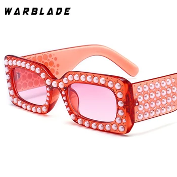 WarBLade Nove Vroče Modne Dame Kakovosti Pearl Kvadratnih Sončna Očala Ženske Letnik Blagovno Znamko Design Luksuzni Sončna Očala Ženski Moški