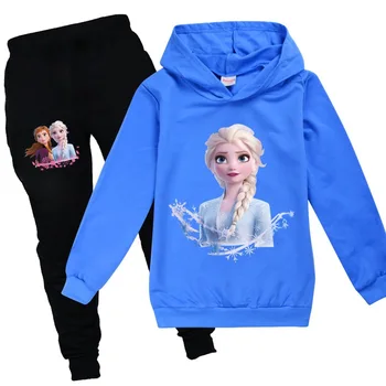 Disney Zamrznjene Otroci Trenirko Dekliška Oblačila, ki Zamrznjene Elsa Puloverji in Hlače Otrok Sportwear Modnih Oblačil, Šport bo Ustrezala