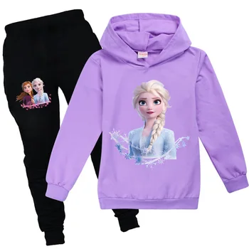 Disney Zamrznjene Otroci Trenirko Dekliška Oblačila, ki Zamrznjene Elsa Puloverji in Hlače Otrok Sportwear Modnih Oblačil, Šport bo Ustrezala