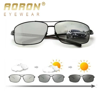 AORON Photochromic Polarizirana sončna Očala Mens Classic Pravokotnik sončna Očala UV400 Aluminija, magnezija Noge sončna Očala