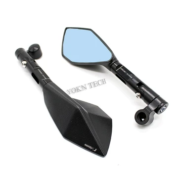 2pcs/Par Motocikel Ogledala 8/10 mm Univerzalni Pribor Rearview Mirror Retrovisor Bela/Modra Steklo Objektiv Pogled od Zadaj Stranska Ogledala