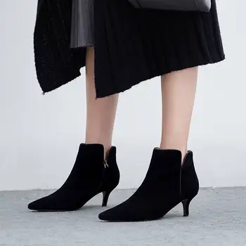 2020 zvezdnik konicami prstov pravega usnja urad dama v visokih petah ženske škornji vzletno-pristajalne steze klasike luksuzni zimske čevlje L97