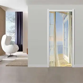 Nepremočljiva 3D ustvarjalne vrata nalepke samolepilni papir dekoracija spalnica, dnevna soba stenske nalepke, nalepke vrata