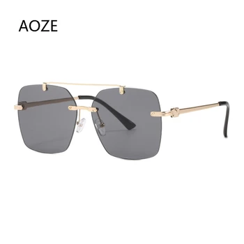 2021 Luksuzni Retro sončna očala rimless moški metal female kvadratnih Vintage sončna očala moških Rimless Diamantno rezanje Objektiv hot-prodaja