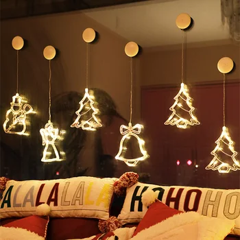 Božični zvon snežaka star luči počitnice okno dekor LED bedak luči Baterije Božič garland za Dom Dekor bell