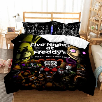 Pet Noči Na Freddy je 3D Posteljnina Nabor Luksuzni Otroke, Risanka Rjuhe Kritje Nastavite Evropi/ZDA/Avstralija, Kraljica, Kralj, Velikost Dropshipping
