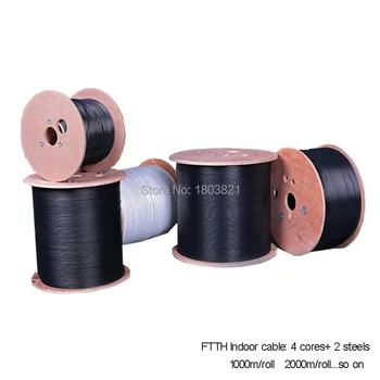1000m/roll Jekla Tip Žice 4 Jedra prostem FTTH vlakna, optična Spustite Kabel Multi Svoboden Cevi Oklepna single mode fiber optic cable