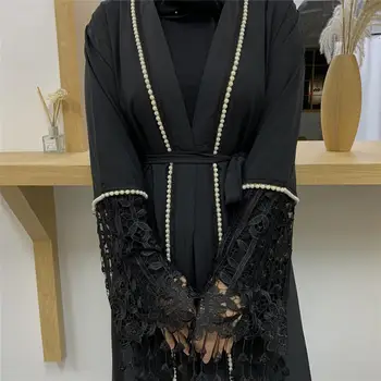 2020 Muslimanskih Abaya Dolge Čipke Tassel Rokav Z Peals Najnovejšo Modno Oblikovanje V Dubaju Islamske Proizvajalcev Oblačil Turčija