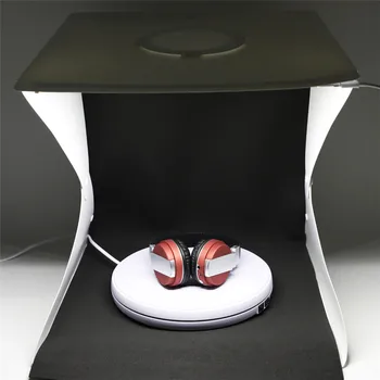 DEEKARL Zložljive Mini Softbox LED Luči Soba Šotor w/ 4pcs Ozadje, 360-Stopinjski Električni Rotacijski 25 cm Gramofon Ploščo za Studio