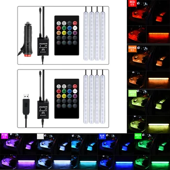 2019 Nov RGB Avto Notranje Luči Dekorativna LED Trak Svetlobe Vzdušje Lučka za Daljinsko upravljanje Telefonskega Zvok Glasbe za Nadzor Avto Styling
