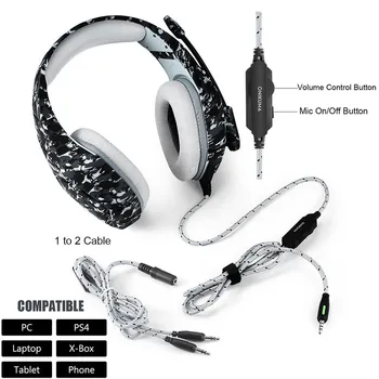 ONIKUMA PS4 Slušalke Čelade PC Gamer Bas Gaming Slušalke z Mikrofonom + Pro Žično Gaming Miška, USB