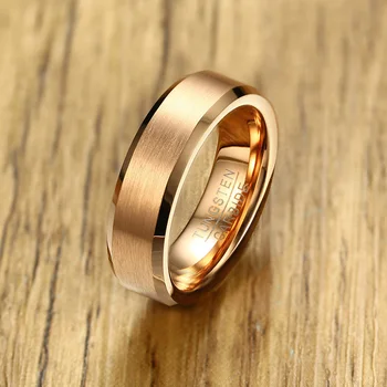 Preprost Moški Prstan Volfram Poročni prstan Rose Gold Barva Mat Površine Classic, Priložnostne Moški Nakit