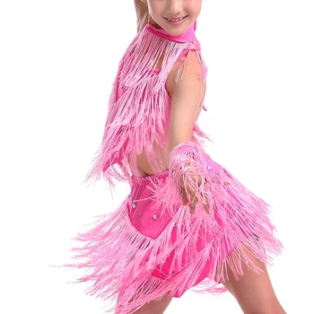 Otrok, Dekleta, Otroci, Poceni Seksi Roza, Modra, Rdeča Bleščica Bonitete Salsa Dancewear Kostum Salsa Obleke latinski ples za otroke sequined