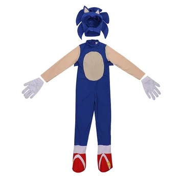 Deluxe Sonic Hedgehog Cosplay Kostume Fantje Igra Halloween Znakov Jumpsuit Pokrivala za Otroke Carnival Party Fazi Darila