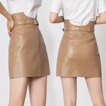 Usnjeno krilo pancil mini seksi kratko krilo Moda za Ženske Nosijo v 2019 zaviti korejski blcke visoko pasu krila