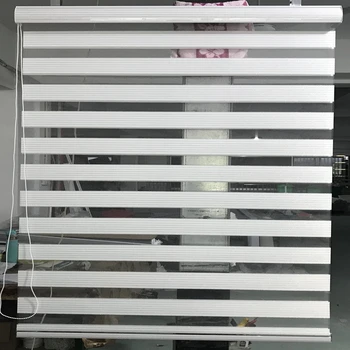 Zebra Žaluzije Srebrne žice Okno Odtenek Dvojno plast Roller Blinds Okna po Meri, prirezan Bele Zavese za dnevno Sobo