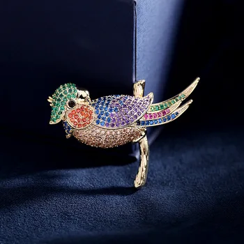 Multicolor Kubičnih Cirkonij Ptica Broške Zatiči Koreja Modni Izjavo Živali Bouttoniere Dodatki, Luksuzne Poroko Corsage