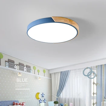 Nordijska LED Stropna Luč, ultra-tanek Les Stropne svetilke Površinski Daljinski upravljalnik Za jedilnico, otroška soba luç