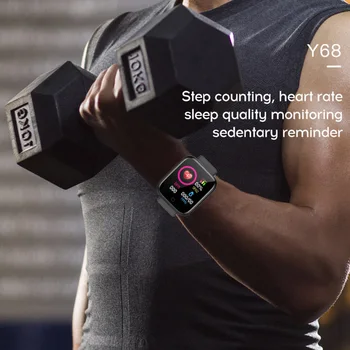 Y68 D20 Pametno Gledati Nepremočljiva Fitnes Tracker Srčnega utripa, Krvnega Tlaka, Bluetooth Smartwatch Za Apple IOS Android