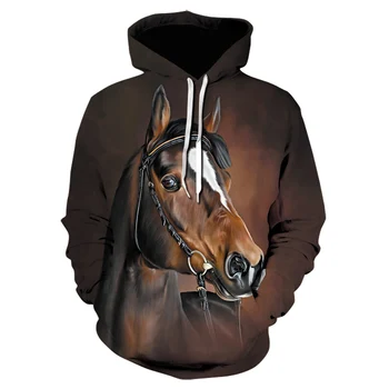 2020 spomladi in jeseni nova 3d moški pulover moda živali srčkan konjske fant dekle hoodie