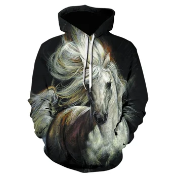 2020 spomladi in jeseni nova 3d moški pulover moda živali srčkan konjske fant dekle hoodie