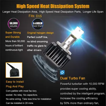 Svetlo Smerniki Žarnice Conversion Kit D1S D2S D3S D4S D8S D5S LED Bela, 6000K Za Meglo Lučka Hi&LoBeam Žarnice Zamenjava