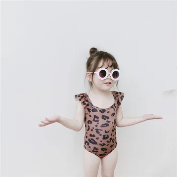 2020 Poletje Nov Baby Dekle Plavanje Ogrlicom Enega Kosa Leopard Kopalke baby jumpsuit