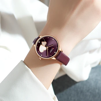 CURREN Elegantno Diamond Quartz uro Za Ženske Srce Oblika Modela Ženskih Watchs Ultra-tanek Privlačne Reloj De Mujer Montre Femme