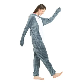 Novo Cosplay Siva Shark Onesies Odraslih Pižamo Samorog Kigurumi Pižame Risanka Halloween Kostum Sleepwear Panda Jumpsuit Oblačila