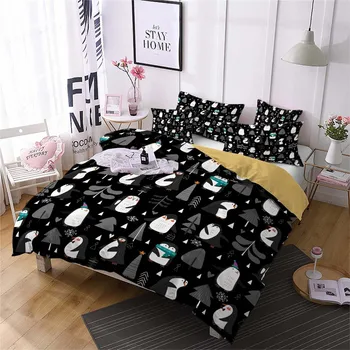 HELENGILI 3D Posteljnina nabor Pingvin Tiskanja Rjuhe kritje nastavite veren bedclothes z prevleke za posteljo set home Tekstil #2-02