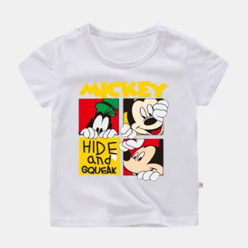 Disney Otroška Majica s kratkimi rokavi Dojenček Fant Obleke Disney Baby Dekle Oblačila Baby Girl Obleke Bebe Mickey T-shirt Risanka Bombaž Otroška Oblačila