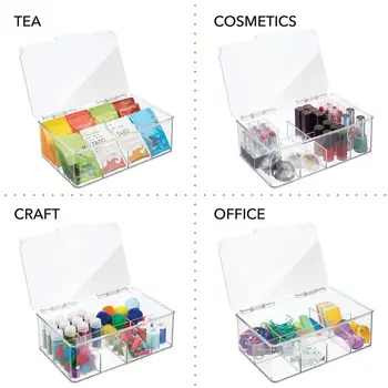 Pregledna Čaj Komplet Škatla Za Shranjevanje 8 Oddelkov Primeru Za Kuhinjo Shranjevanje Plastičnih Ličila Polje Organizator