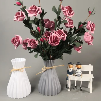 Ustvarjalne Plastičnih Vaza Doma Dekor Shatterproof Vaze Študija Cvetlični Lonček Poroko Dekorativni Nezlomljiv Vaze Za Rože