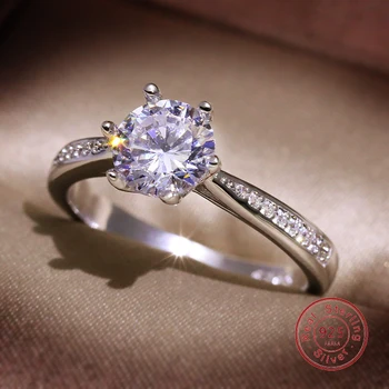 Resnično poroko Cirkonij Obroč 925 Sterling Silver Obroči za Ženske Zaročni Prstan Srebro 925 Srce Puščico Diamanti Nakit