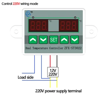 ZFX-ST3012 Dvojno Temperaturni Regulator Termostat Krmilnik Temp Nadzor Thermoregulator Kontrolni Modul 12V/24V/220V 40%popusta