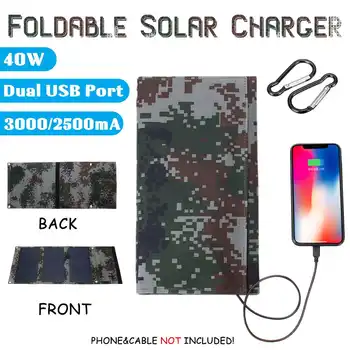 40W Prenosni Solarni Polnilnik za Mobilni Telefon Kampiranje Potovanja Zložljive Sončne celice, Polnilnik z Dvojno Vrata USB