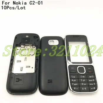 10Pcs/Veliko Dobre kakovosti Polno Stanovanje Primeru Kritje Za Nokia C2-01 Pokrov Baterije, Ohišje ohišje Z angleščini in arabščini Tipkovnica+Logotip